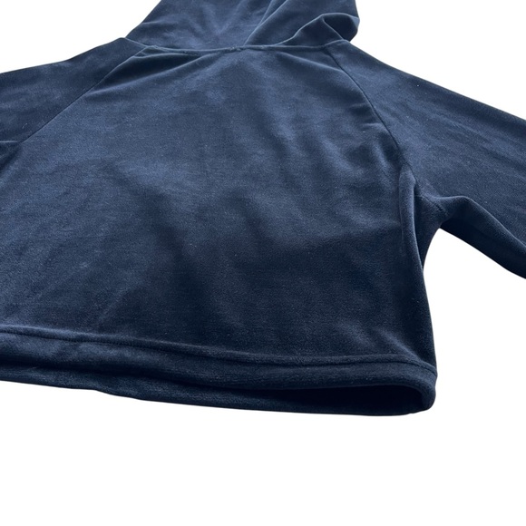 Elite Collection Women’s Med Black Velour Half Zip Drawstring Crop Hoodie 75145E - Picture 12 of 15